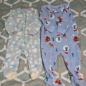 Snowman Print Kids One Piece Pajamas